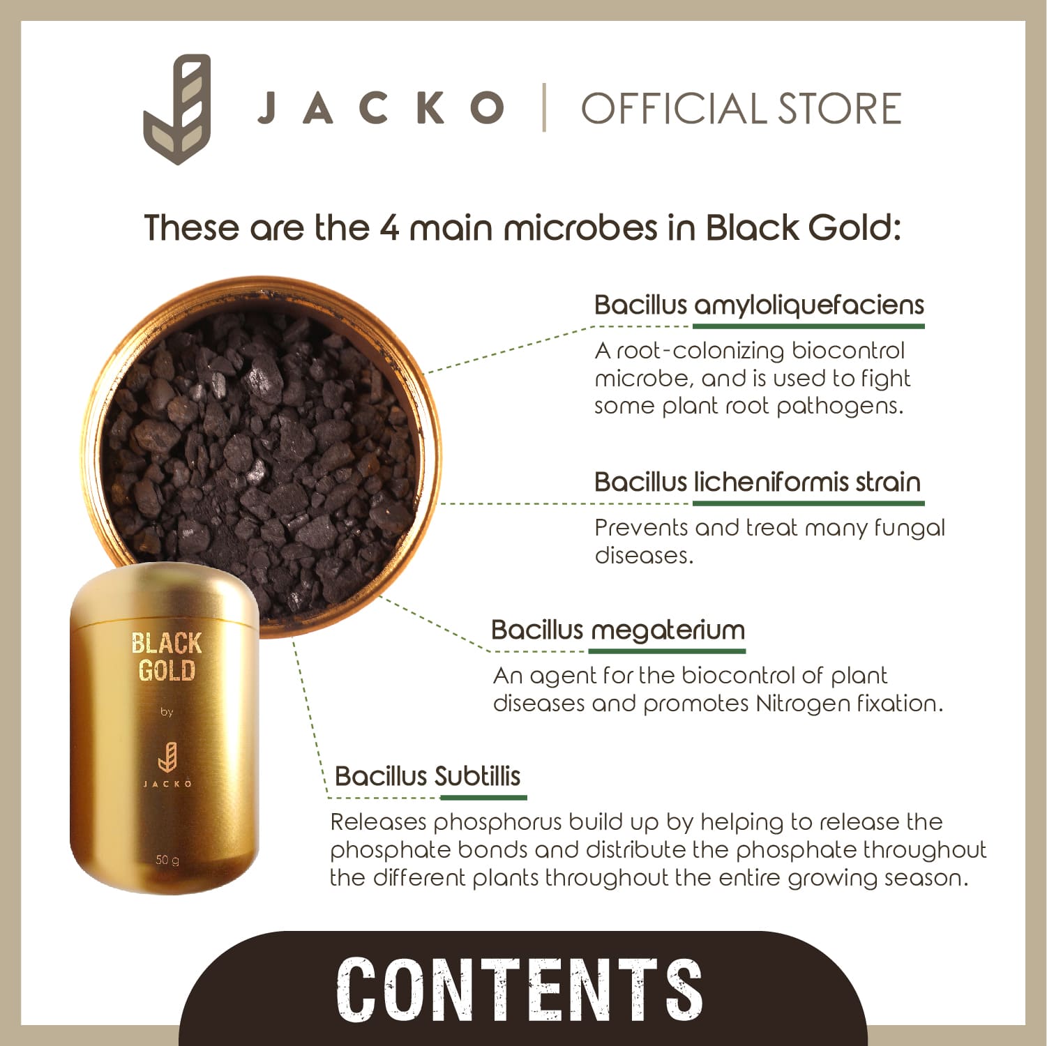 Jacko Black Gold - Organic Bacillus Microbes in Black Gold