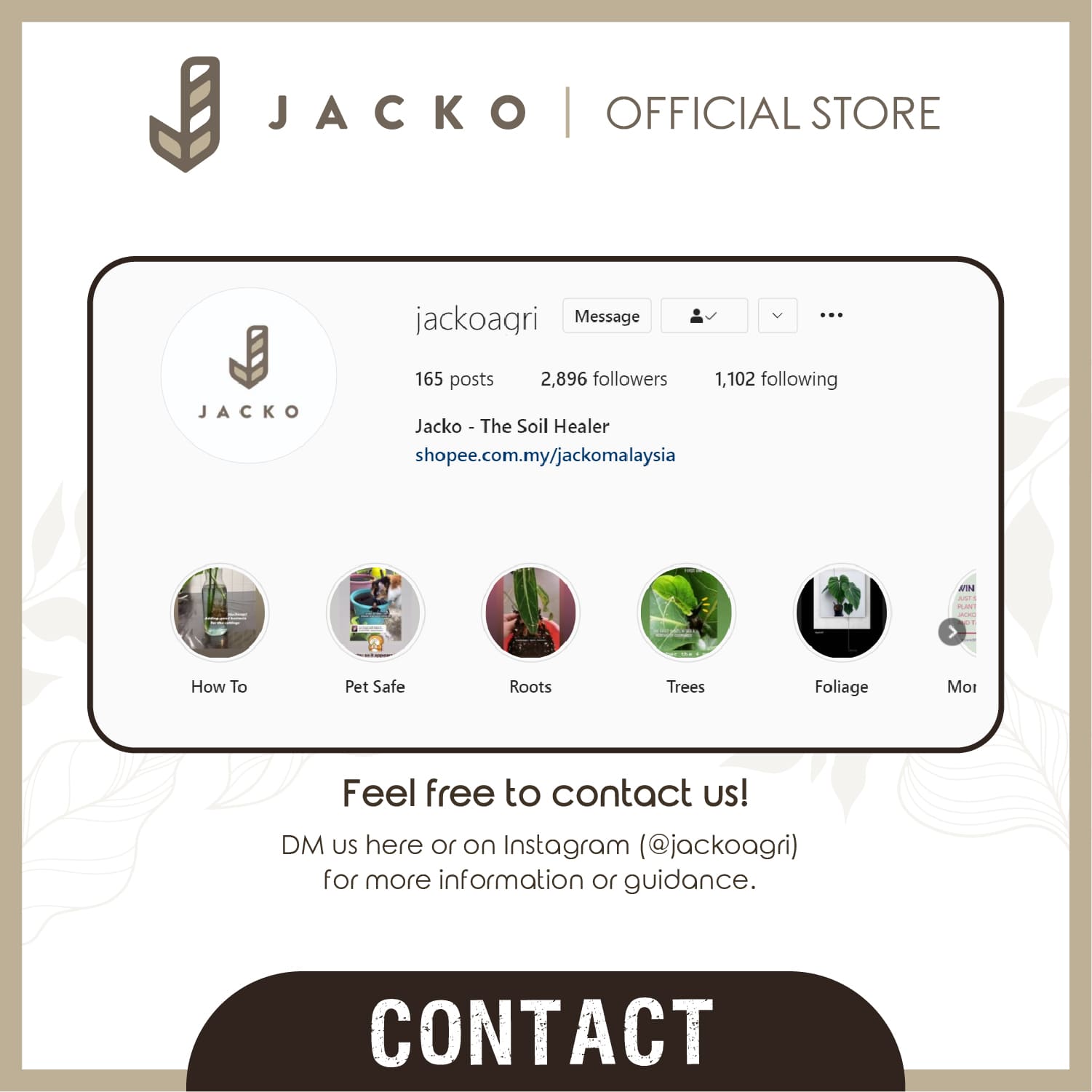 Jacko Agriculture / Agri Contact Us - Social Media Instagram 