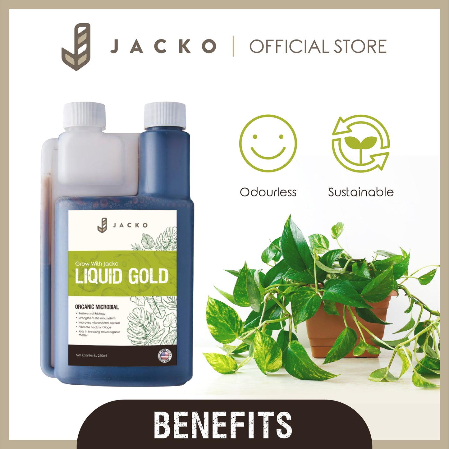【Organic Gardener's Combo】 Jacko Liquid Gold + Jacko Organic Fertiliser