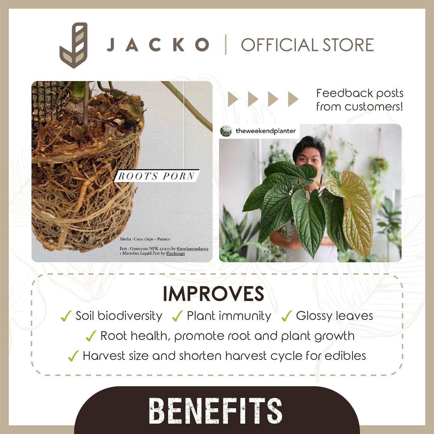 【Foliage Care Combo】Jacko Foliage Pro Premium Blended Controlled Release Fertiliser + Jacko Liquid Gold Microbes
