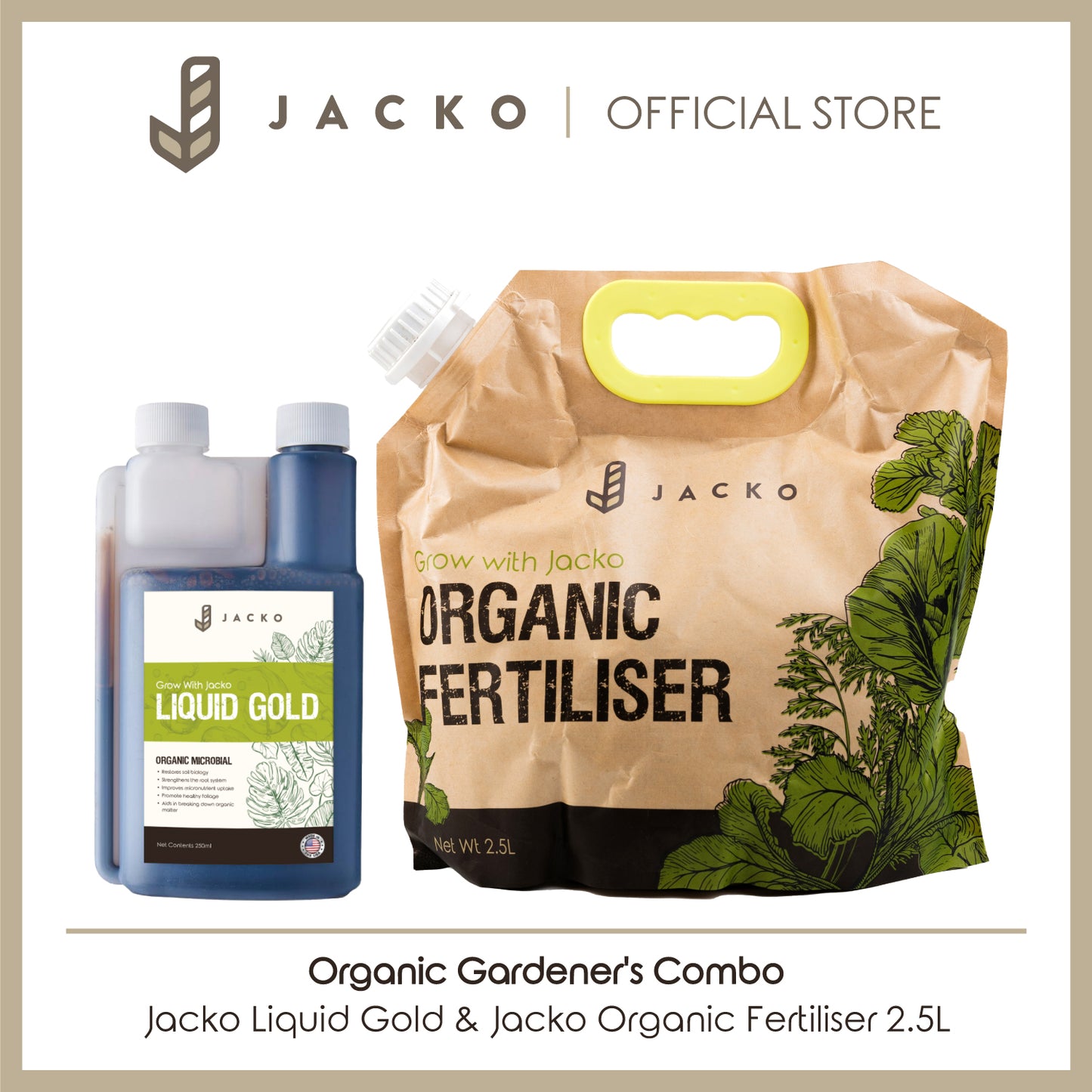 【Organic Gardener's Combo】 Jacko Liquid Gold + Jacko Organic Fertiliser