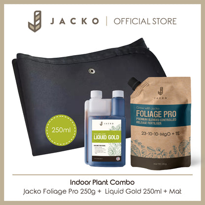 【Indoor Plant Combo】Jacko Foliage Pro Blended Controlled Release Fertiliser + Jacko Liquid Gold + Gardening Mat